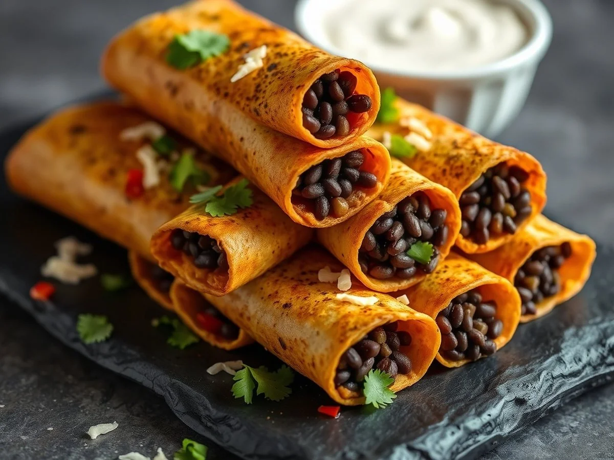 Crispy Black Bean Taquitos