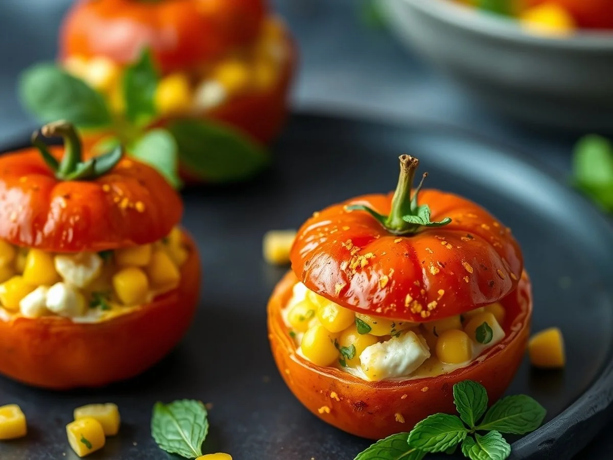 Paneer and Corn Stuffed Tomatoes